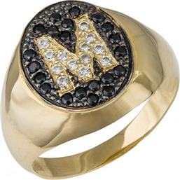 Σεβαλιέ δαχτυλίδι με μονόγραμμα Μ Κ14 035928 035928 Χρυσός 14 Καράτια από το Kosmima24