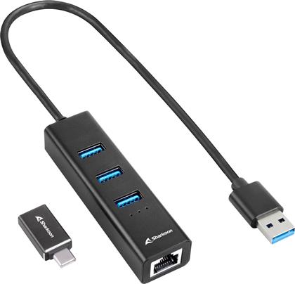 Sharkoon USB 3.2 Hub 4 Θυρών με σύνδεση USB-A / USB-C / Ethernet