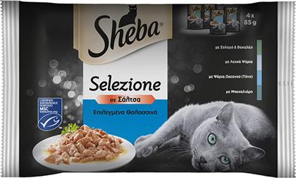 Sheba Selection In Sauce Υγρή Τροφή για Ενήλικες Γάτες σε Φακελάκι με Ψάρια 85gr 4τμχ από το ΑΒ Βασιλόπουλος