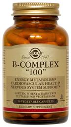 B-Complex ''100'' Βιταμίνη για Ενέργεια, τα Μαλλιά & τo Δέρμα 50 φυτικές κάψουλες Solgar από το Pharm24