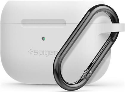 Spigen Silicone Fit with Carabiner Pro Θήκη Σιλικόνης με Γάντζο σε Λευκό χρώμα για Apple AirPods Pro από το e-shop