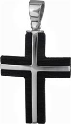 Σταυροί Βάπτισης - Αρραβώνα Χειροποίητος σταυρός λευκόχρυσος 14Κ με ξύλο έβενο 024473 024473 Ανδρικό Χρυσός 14 Καράτια