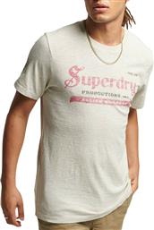Superdry Ανδρικό T-shirt Γκρι με Λογότυπο