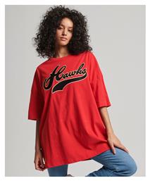 Ovin Vintage Collegiate Γυναικείο Oversized T-shirt Rebel Red Superdry από το Plus4u