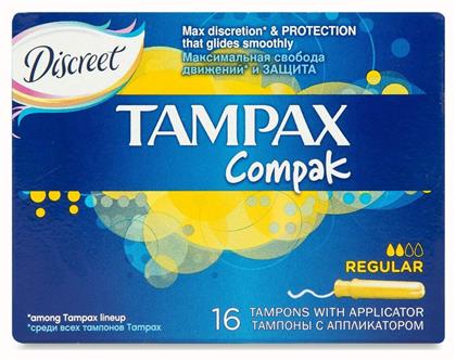 Ταμπόν Compak Regular με Απλικατέρ για Κανονική Ροή 16τμχ Tampax από το Pharm24