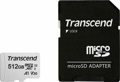 Transcend 300s microSDXC 512GB Class 10 U3 V30 A1 UHS-I με αντάπτορα