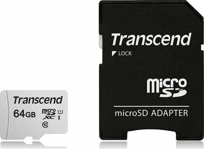 Transcend 300s microSDXC 64GB Class 10 U1 V30 A1 UHS-I με αντάπτορα