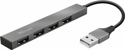Trust Halyx Aluminium USB 2.0 Hub 4 Θυρών με σύνδεση USB-A Ασημί
