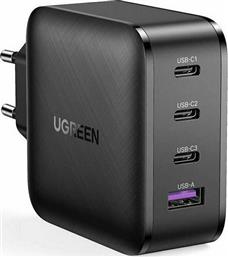 Ugreen Φορτιστής Χωρίς Καλώδιο με Θύρα USB-A και 3 Θύρες USB-C 65W Power Delivery / Quick Charge 2.0 / Quick Charge 3.0 / Quick Charge 4+ / Quick Charge 4.0 Μαύρος (CD224)