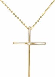 Βαπτιστικοί Σταυροί με Αλυσίδα Χρυσός σταυρός για κορίτσι κ18 με μπριγιάν σετ με αλυσίδα 033446C 033446C Γυναικείο Χρυσός 18 Καράτια από το Kosmima24