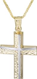 Βαπτιστικοί Σταυροί με Αλυσίδα Χρυσός σταυρός Κ14 σχέδιο & αλυσίδα 026198C 026198C Ανδρικό Χρυσός 14 Καράτια από το Kosmima24