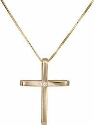 Βαπτιστικοί Σταυροί με Αλυσίδα Χρυσός σταυρός με μπριγιάν διπλής όψης Κ18 σετ με αλυσίδα 034526C 034526C Γυναικείο Χρυσός 18 Καράτια