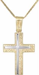 Βαπτιστικοί Σταυροί με Αλυσίδα Δίχρωμος Σταυρός 14Κ με Λευκόχρυσο και Αλυσίδα 033048C 033048C Ανδρικό Χρυσός 14 Καράτια από το Kosmima24