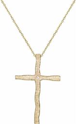 Βαπτιστικοί Σταυροί με Αλυσίδα Ματ κυματιστός σταυρός με μπριγιάν Κ18 σετ με αλυσίδα 033839 033839 Γυναικείο Χρυσός 18 Καράτια