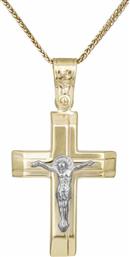 Βαπτιστικοί Σταυροί με Αλυσίδα Βαπτιστικός δίχρωμος σταυρός 9Κ με αλυσίδα 033712C 033712C Ανδρικό Χρυσός 9 Καράτια
