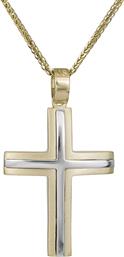 Βαπτιστικοί Σταυροί με Αλυσίδα Βαπτιστικός σταυρός για αγόρι Κ1 δίχρωμος με αλυσίδα 030367C 030367C Ανδρικό Χρυσός 14 Καράτια από το Kosmima24