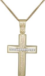 Βαπτιστικοί Σταυροί με Αλυσίδα Βαπτιστικός σταυρός για κορίτσι Κ9 με αλυσίδα 033690C 033690C Γυναικείο Χρυσός 9 Καράτια από το Kosmima24