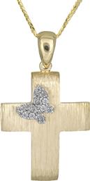 Βαπτιστικοί Σταυροί με Αλυσίδα Βαπτιστικός σταυρός για κορίτσι με πεταλούδα Κ14 026056C 026056C Γυναικείο Χρυσός 14 Καράτια