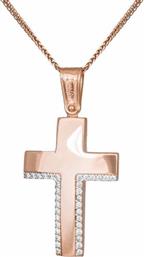 Βαπτιστικοί Σταυροί με Αλυσίδα Βαπτιστικός σταυρός για κορίτσι ροζ gold 14K με αλυσίδα 033434C 033434C Γυναικείο Χρυσός 14 Καράτια
