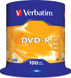 Verbatim Εγγράψιμα DVD-R 16x 4.7GB Cake Box 100τμχ από το e-shop
