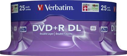 Verbatim Εγγράψιμα DVD+R 8x Dual Layer 8.5GB Cake Box 25τμχ