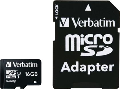 Verbatim Premium microSDHC 16GB Class 10 U1 UHS-I με αντάπτορα από το e-shop