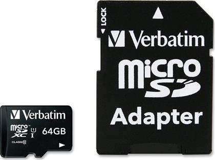 Verbatim Premium microSDXC 64GB Class 10 U1 UHS-I με αντάπτορα