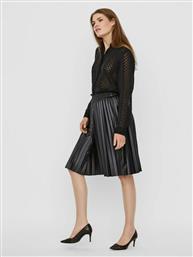 Vero Moda Δερμάτινη Πλισέ Ψηλόμεση Midi Φούστα σε Μαύρο χρώμα