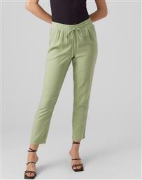 Vero Moda Γυναικείο Chino Παντελόνι με Λάστιχο σε Κανονική Εφαρμογή Lawn Green από το Plus4u