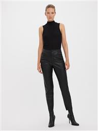 Vero Moda Γυναικείο Δερμάτινο Παντελόνι σε Κανονική Εφαρμογή Μαύρο από το Modivo