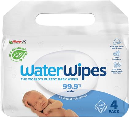 WaterWipes Μωρομάντηλα με 99% Νερό, χωρίς Άρωμα 4x60τμχ από το Toyscenter