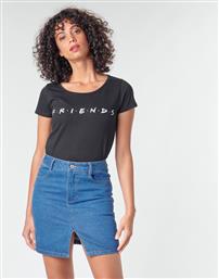 Yurban Friends Logo WOFRIENTS001 Γυναικείο T-shirt Μαύρο με Στάμπα